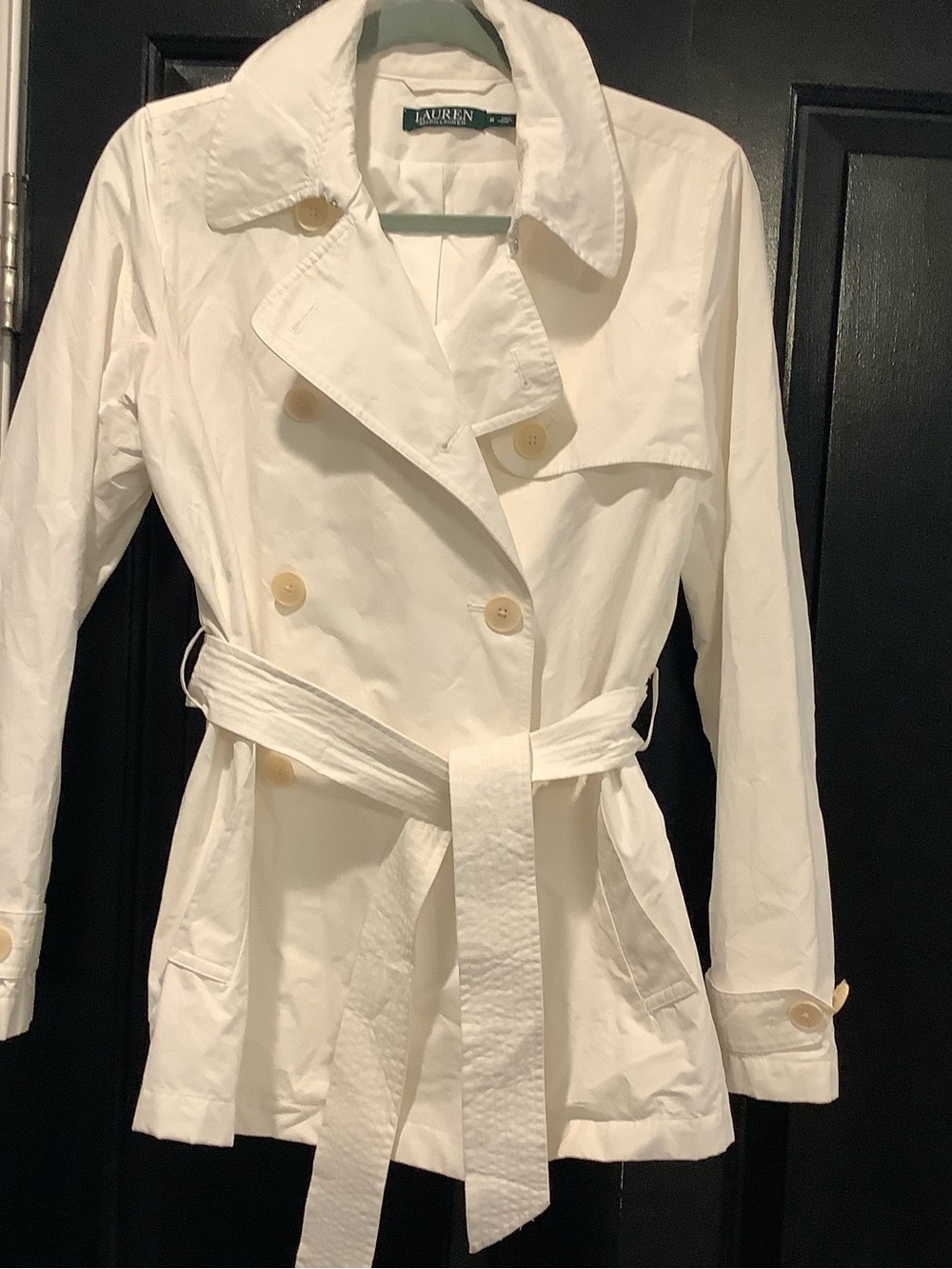 Ralph Lauren Cream Double-Breasted Belted Trench Coat